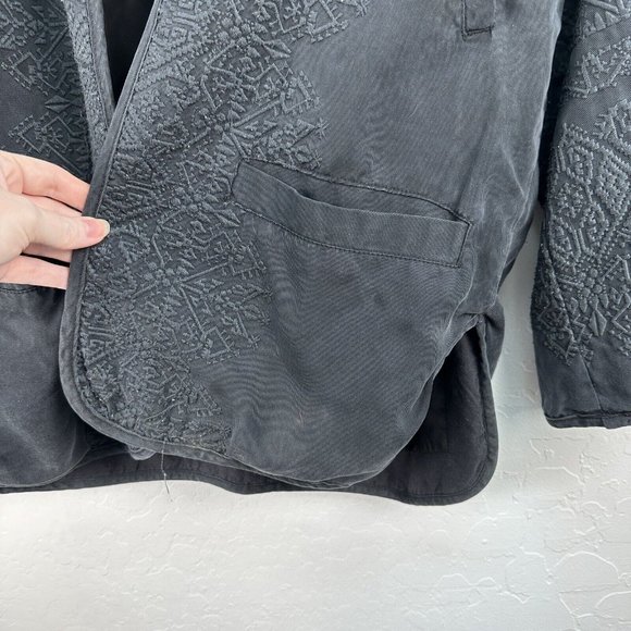 Zara Trafaluc Outerwear Open Blazer Jacket Embroidery Size Small‎ Black Wash - Picture 7 of 8